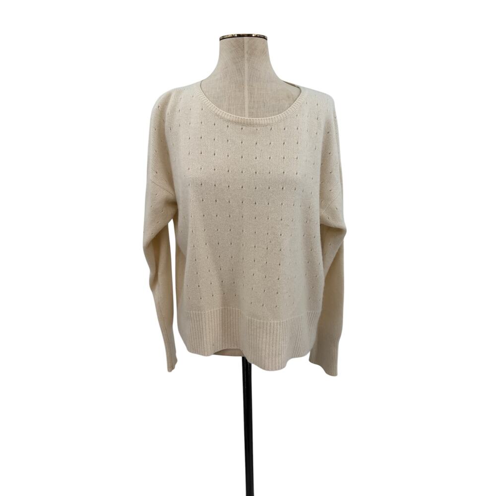 Jumper 1234 Cashmere Sweater Cream Knit Pullover Relaxed‎ Fit Size 3 Medium